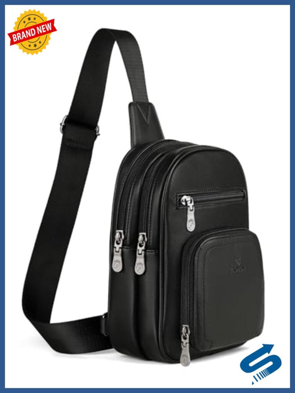 Designer PU Leather Sling Bag Crossbody Purse Multi-Pocket